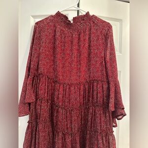 Vici Storia Red Floral Long Sleeve Dress